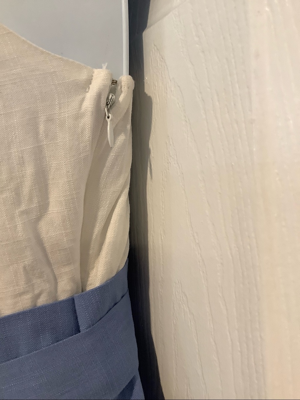 NWT REVAMPED White/Blue Gauzy Paper Bag Waist Coastal Beachy Summer Jumpsuit S - Picture 4 of 12